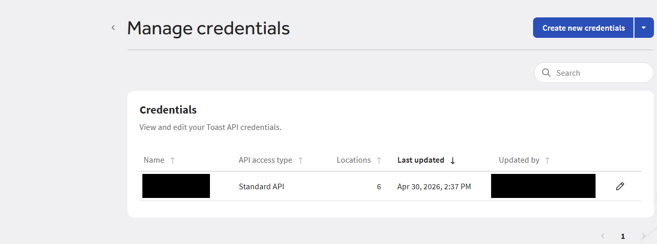 Step 4: Create new credentials